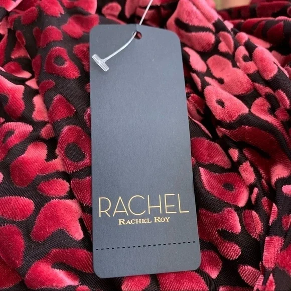Rachel Roy Velvet Animal Print Faux Wrap Dress - Picture 11 of 14